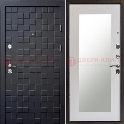 Черная стальная дверь МДФ и зеркалом ДЗ-50 в Ульяновске