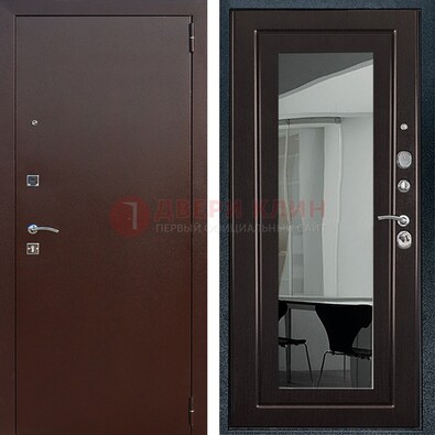 Металлическая дверь с порошковым напылением с МДФ и зеркалом ДЗ-61 в Ульяновске
