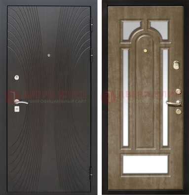 Темная металлическая дверь МДФ с различными зеркальными вставками внутри ДЗ-82 в Ульяновске